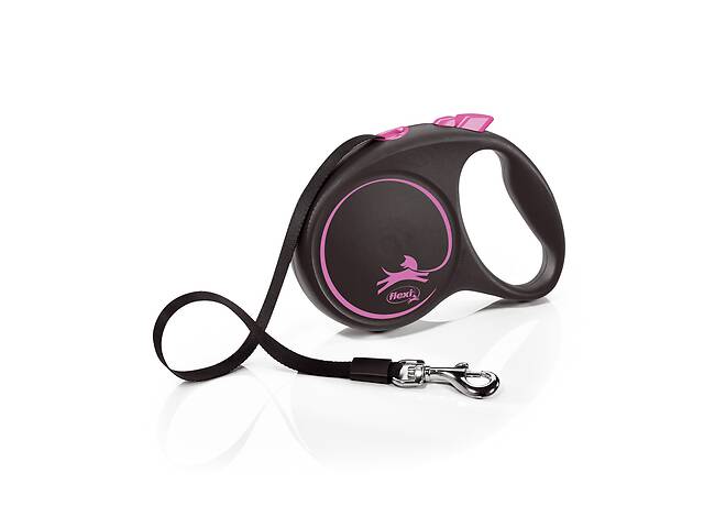 Поводок рулетка для собак Flexi Black Design L 5 м до 50 кг розовый