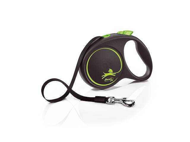 Поводок рулетка для собак Flexi Black Design L 5 м до 50 кг зеленый