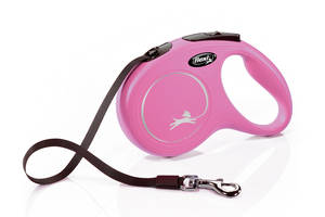 Поводок рулетка для собак Flexi New Classic М 5 м до 25 кг розовый