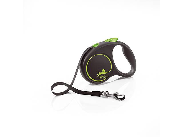 Поводок рулетка для собак мелких и средних пород Flexi Black Design S 5 м до 15 кг зеленый