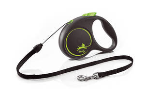 Поводок рулетка для собак мелких и средних пород Flexi Black Design S 5 м до 12 кг зеленый