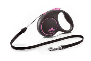 Поводок рулетка для собак мелких и средних пород Flexi Black Design S 5 м до 12 кг розовый