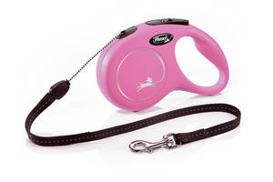 Поводок рулетка для собак мелких и средних пород Flexi New Classic S 8 м до 12 кг розовый