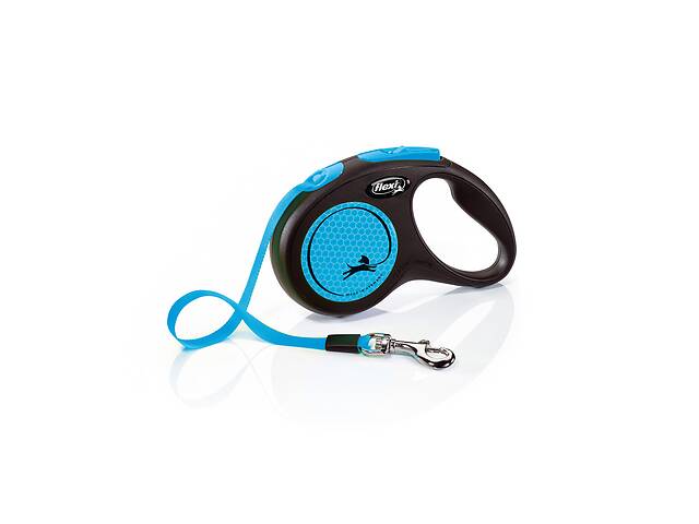 Поводок рулетка для собак мелких и средних пород Flexi New Neon S 5 м до 15 кг синий