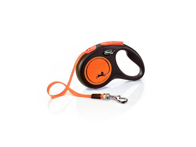 Поводок рулетка для собак мелких и средних пород Flexi New Neon S 5 м до 15 кг оранжевый