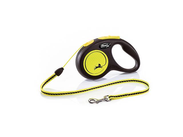 Поводок рулетка для собак мелких и средних пород Flexi New Neon S 5 м до 12 кг желтый