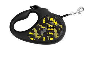Поводок-рулетка для собак WAUDOG R-leash Бэтмен Узор L до 50 кг 5 м светоотражающая лента Черный
