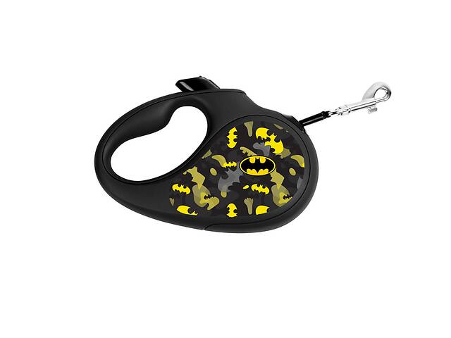 Поводок-рулетка для собак WAUDOG R-leash Бэтмен Узор M до 25 кг 5 м светоотражающая лента Черный