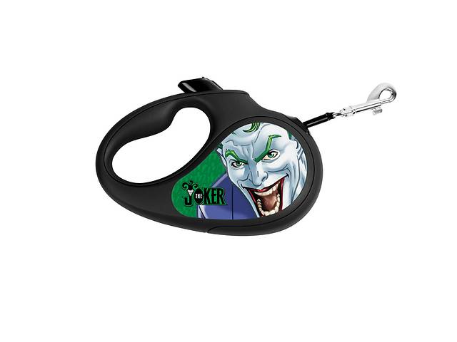 Поводок-рулетка для собак WAUDOG R-leash Джокер Зеленый L до 50 кг 5 м светоотражающая лента Черный