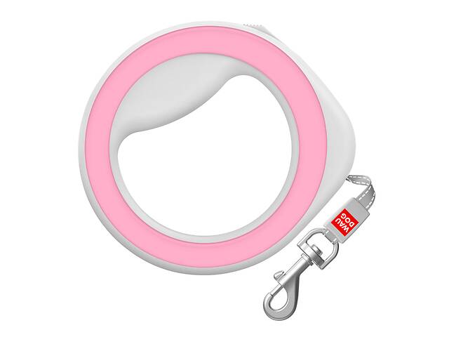 Поводок-рулетка для собак WAUDOG R-leash Круглая XS-M до 40 кг 29 м светоотражающая лента Розовый