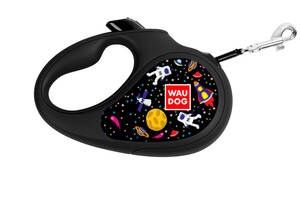 Поводок-рулетка для собак WAUDOG R-leash NASA L до 50 кг 5 м светоотражающая лента Черный