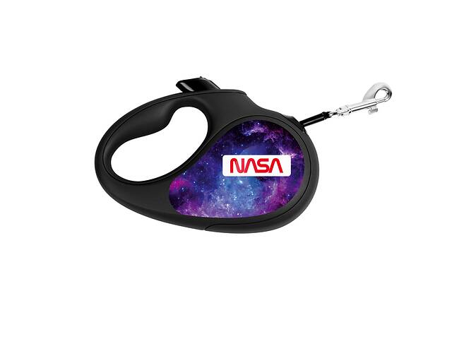 Поводок-рулетка для собак WAUDOG R-leash NASA21 S до 15 кг 5 м светоотражающая лента Черный
