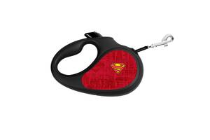 Поводок-рулетка для собак WAUDOG R-leash Супермен Лого Красный L до 50 кг 5 м светоотражающая лента Черный