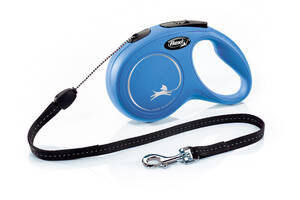 Поводок-рулетка Flexi Classic S для собак мелких и средних пород, трос (8 м, до 12 кг) синий