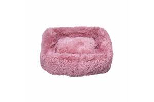 Прямоугольный плюшевый лежак для котов и собак Milord Ponchik (Милорд Пончик) L - 78 х 60 х 22 см., Розовый