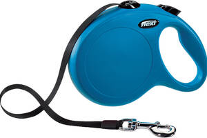 Рулетка для собак Flexi New Classic М 5 метров, до 25 кг (синяя), поводок с лентой