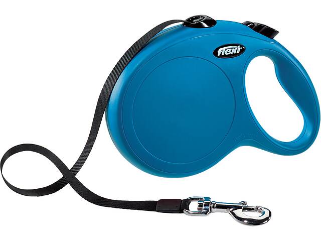 Рулетка для собак Flexi New Classic М 5 метров, до 25 кг (синяя), поводок с лентой