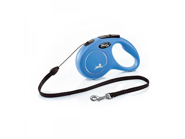 Рулетка для собак Flexi New Classic S 5 метров, до 12 кг (синяя), поводок с тросом