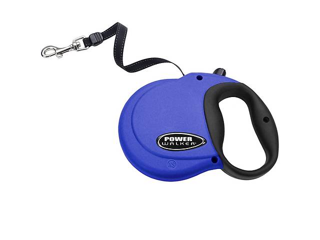 Рулетка-поводок для собак Power Walker Retractable Leash до 7.3 кг лента 3.6 м XS Синий (76484087851)