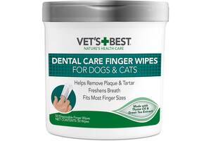 Салфетки для ухода за полостью рта собак и кошек Vet's Best Dental Care Finger Wipes 50 шт