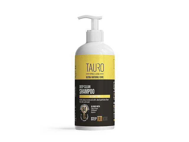 Шампунь для глубокой очистки кожи и шерсти собак и кошек Tauro Pro Line Ultra Natural Care Deep Clean Shampoo 1 л