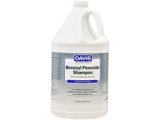 Шампунь для лечения дерматитов демодекоза акне у собак и кошек Davis Benzoyl Peroxide Shampoo 3.79 л