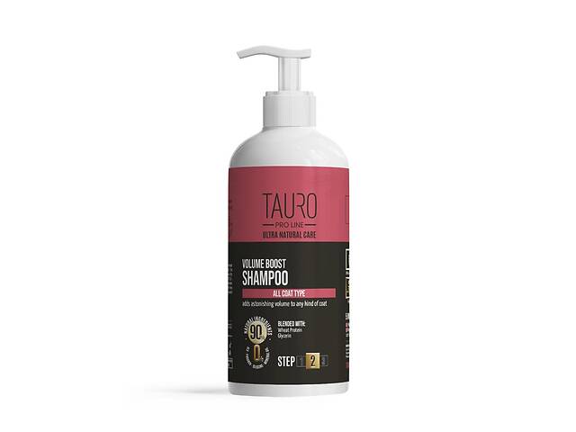 Шампунь для придания объема шерсти собак и кошек Tauro Pro Line Ultra Natural Care Volume Boost Shampoo 1 л