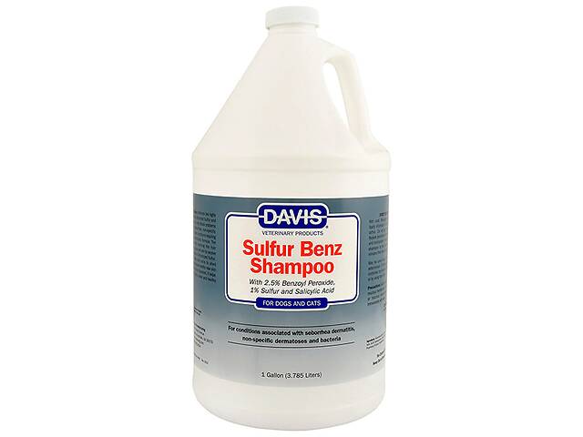 Шампунь для собак и котов Davis Sulfur Benz Shampoo с заболеваниями кожи с пероксидом бензоила серой салициловой кисл...