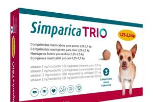 Simparica TRIO (Симпарика ТРИО) таблетки от блох, клещей и гельминтов для мелких собак весом от 1.25 до 2.5 кг 1 табл...