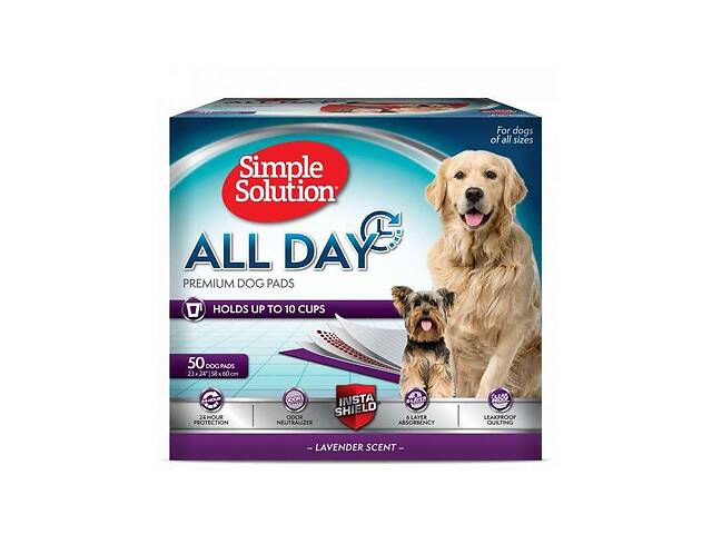 Simple Solution All Day (Симпл Солюшн Алл Дей) пеленки 58x60 см для собак с ароматом лаванды 50 шт.