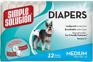 Simple Solution Disposable Diapers (Симпл Солюшн Диспосбл) подгузники для собак и животных (12 штук) M средние