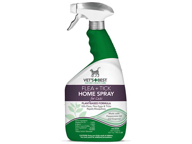 Спрей от блох клещей и москитов для кошек и дома Vet's Best Flea Tick Home Spray Cats 946 мл