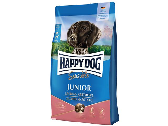 Сухой беззерновой корм для юниоров средних и крупных пород Happy Dog Junior Salmon&Potato 10 кг