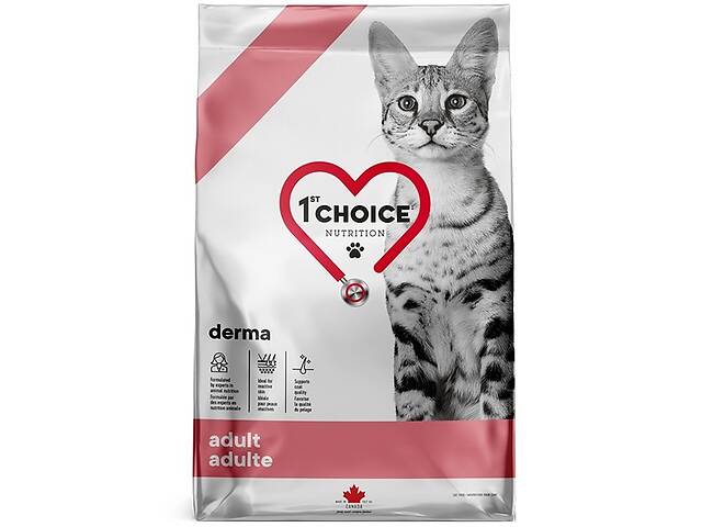 Сухой диетический корм для котов 1st Choice Adult Derma 4.54 кг (65672100175)