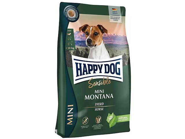 Сухой корм беззерновой для мелких пород Happy Dog Sensible Mini Montana с кониной 4 kg (61248)
