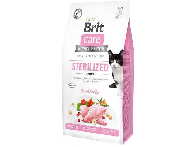 Сухой корм Brit Care Cat GF Sterilized Sensitive 7 кг для стерилизованных кошек с чувствительным пищеварением (кролик)