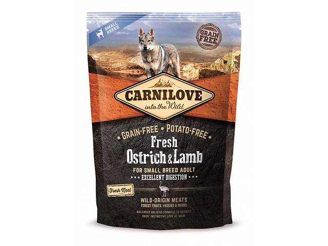 Сухой корм Carnilove Fresh Ospich Lamb 1.5 kg (для взрослых собак мелких пород)