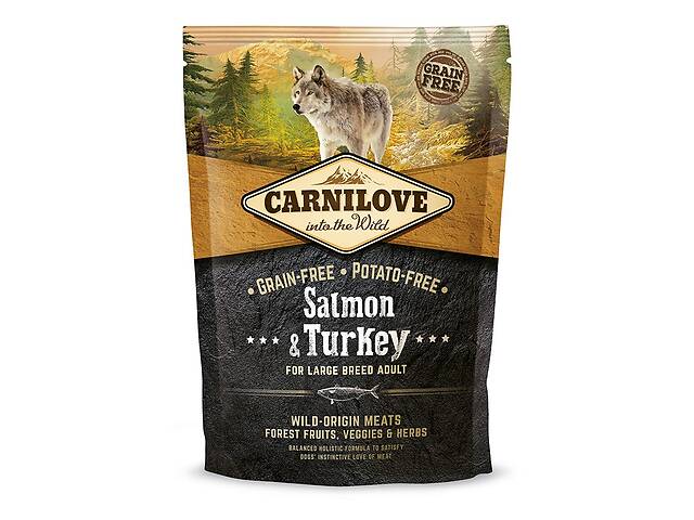 Сухой корм CarniLove Salmon & Turkey Large Breed Adult с лососем и индейкой для собак крупных пород 1.5 кг (859560250...