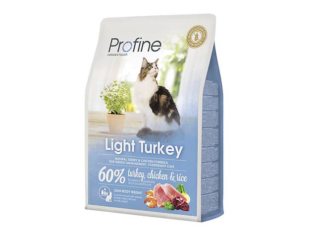 Сухой корм для котов с избыточным весом Profine Cat Light с индейкой курицей и рисом 2 кг (8595602517794)