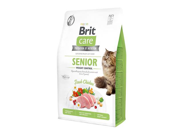 Сухой корм для пожилых кошек с избыточным весо Brit Care Cat GF Senior Weight Control м с курицей 2 кг (8595602540945)