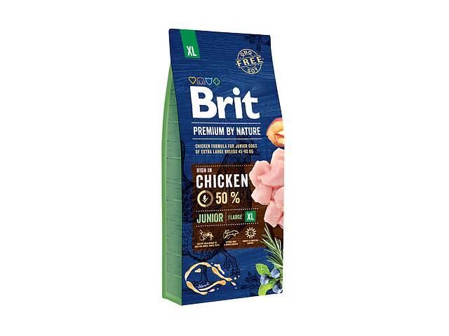 Сухой корм для щенков и молодых собак гигантских пород Brit Premium Junior XL со вкусом курицы 15 кг (8595602526505)