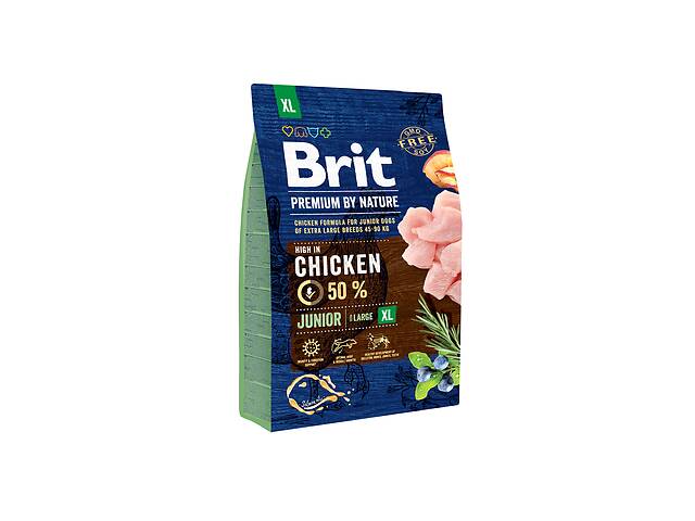 Сухой корм для щенков и молодых собак гигантских пород Brit Premium Junior XL со вкусом курицы 3 кг (8595602526499)