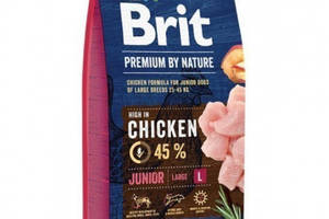 Сухой корм для щенков и молодых собак крупных пород Brit Premium Junior L 15 кг