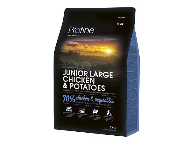 Сухой корм для щенков и молодых собак крупных пород Profine Junior Large Chicken с курицей и картофелем 3 кг (8595602...