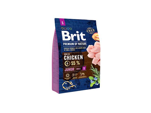 Сухой корм для щенков и молодых собак мелких пород Brit Premium Junior S со вкусом курицы 3 кг (8595602526260)