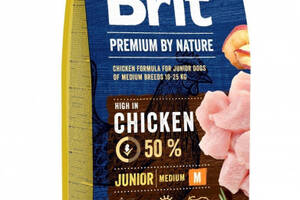 Сухой корм для щенков и молодых собак средних пород Brit Premium Junior M 15 кг