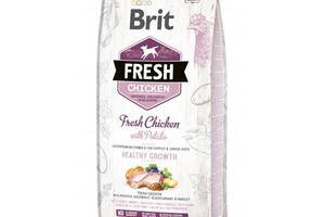 Сухой корм для щенков и юниоров Brit Fresh Healthy Growth с курицей и картофелем 12 кг (8595602530717)