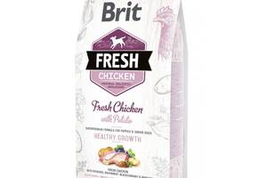 Сухой корм для щенков и юниоров Brit Fresh Healthy Growth с курицей и картофелем 2.5 кг (8595602530724)