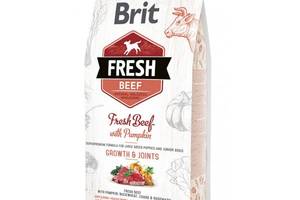 Сухой корм для щенков и юниоров крупных пород собак Brit Fresh Growth & Joints с говядиной и тыквой 12 кг (8595602530...
