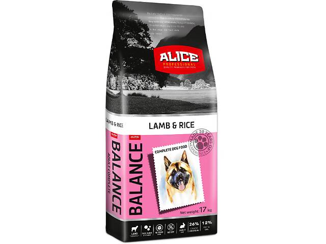 Сухой корм для собак Alice Professional Adult Balance Lamb and Rice 17 кг